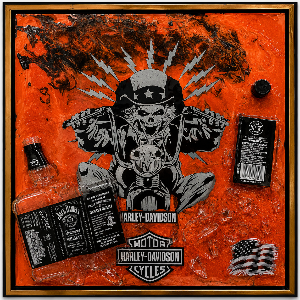 Born to Ride | Whiskey Bottle Mixed Media Art